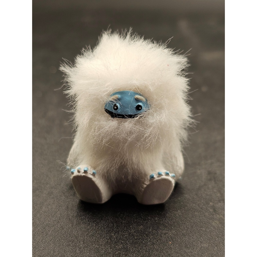 Mack the Yeti Miniature Figurine White Fuzzy Blue Face Cryptid Art 2 Inch